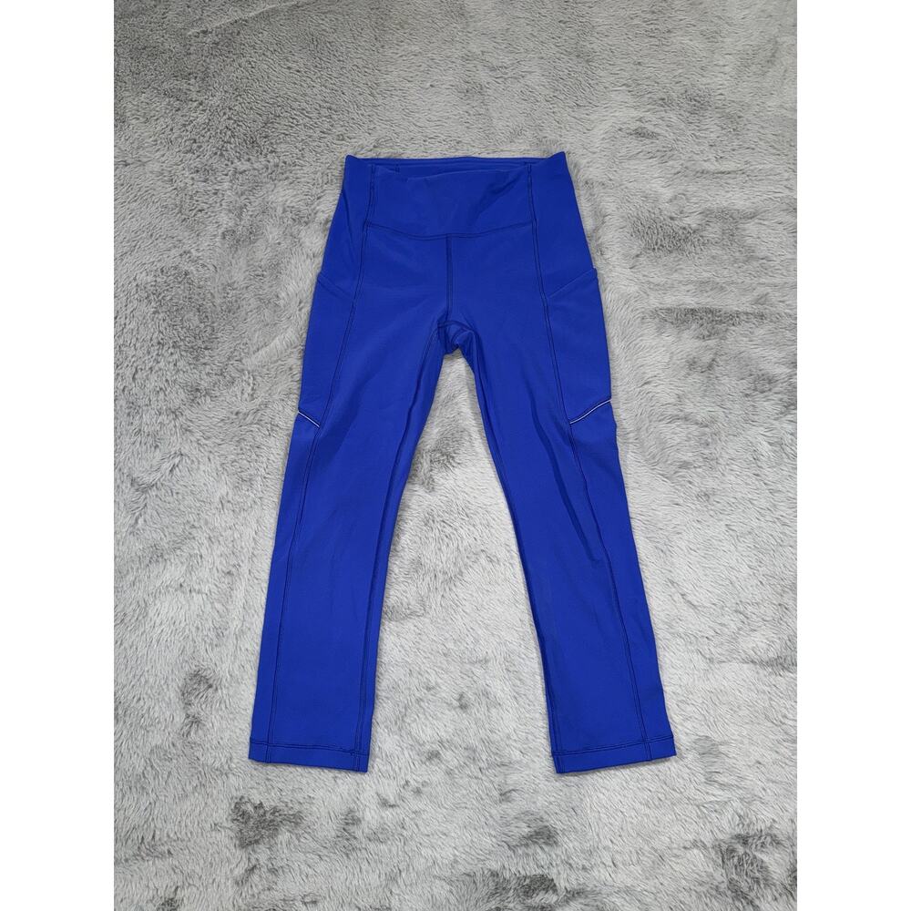 Lululemon Pants Womens Size 2 Blue High Rise Crop Pocket Leggings Fast Free Gym